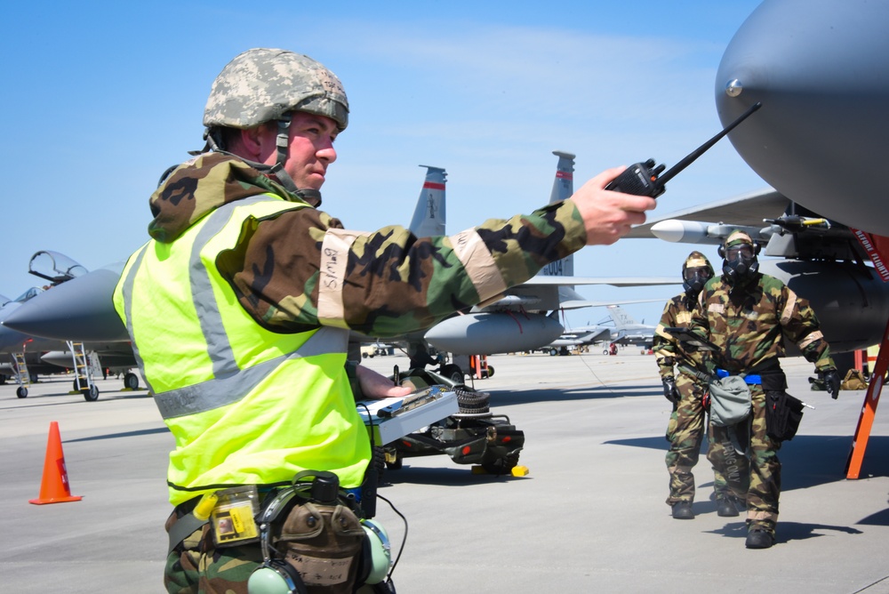 Tech. Sgt. Poudrier from 104th Fighter Wing partakes in a sortie generation during Sentry Savannah 2021