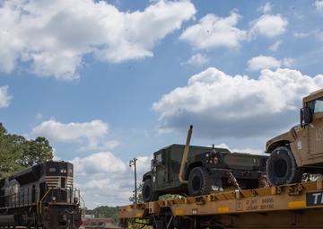 Tactical vehicles depart Camp Lejeune during exercise Dynamic Cape 21.1