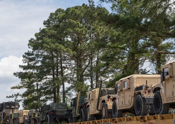 Tactical vehicles depart Camp Lejeune during exercise Dynamic Cape 21.1