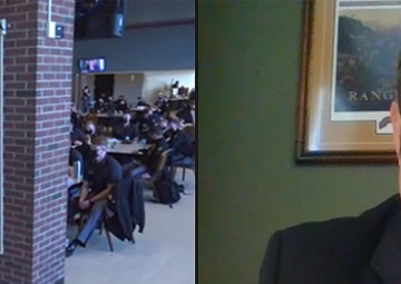 Cadets receive instruction during student workshop on Civil-Military Ops