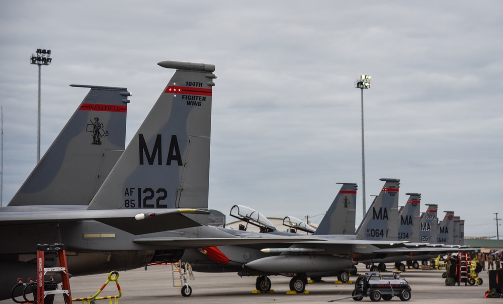 Massachusetts Air National Guard park their fighter jets for Sentry Savannah 2021