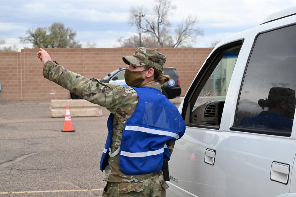 U.S. Army Soldiers from 2nd Stryker Brigade Combat Team, 4th Infantry Division supports the Community Vaccination Site in Pueblo, Colorado