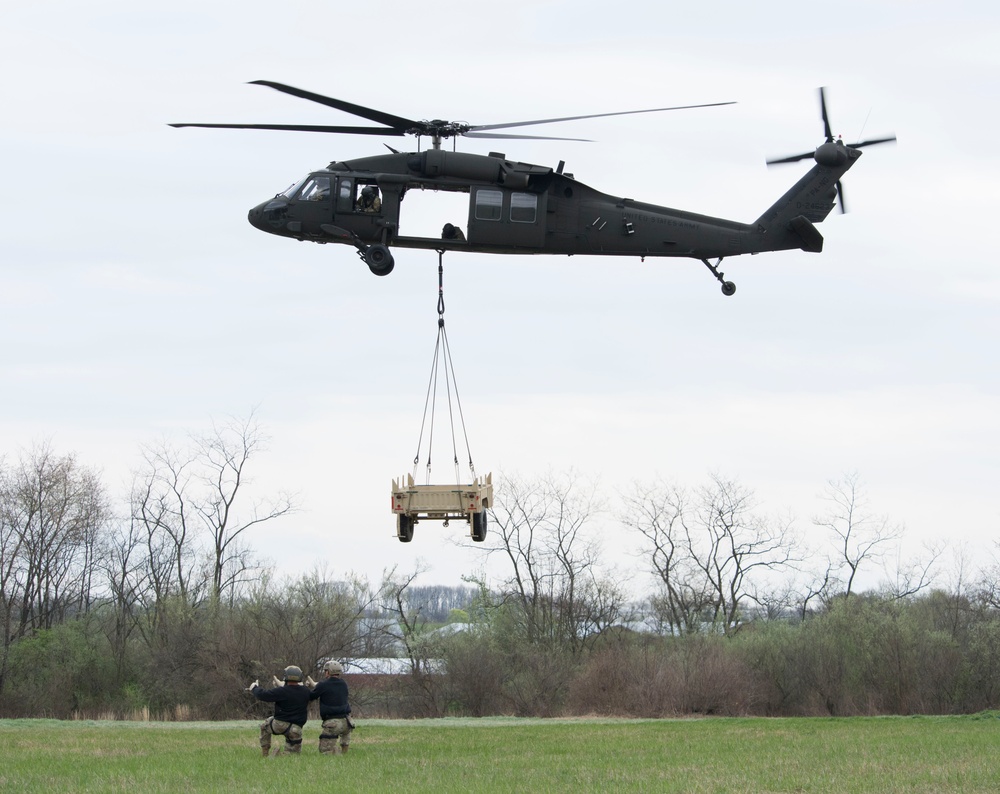 Air Assault class rappels from helicopters at Fort Indiantown Gap