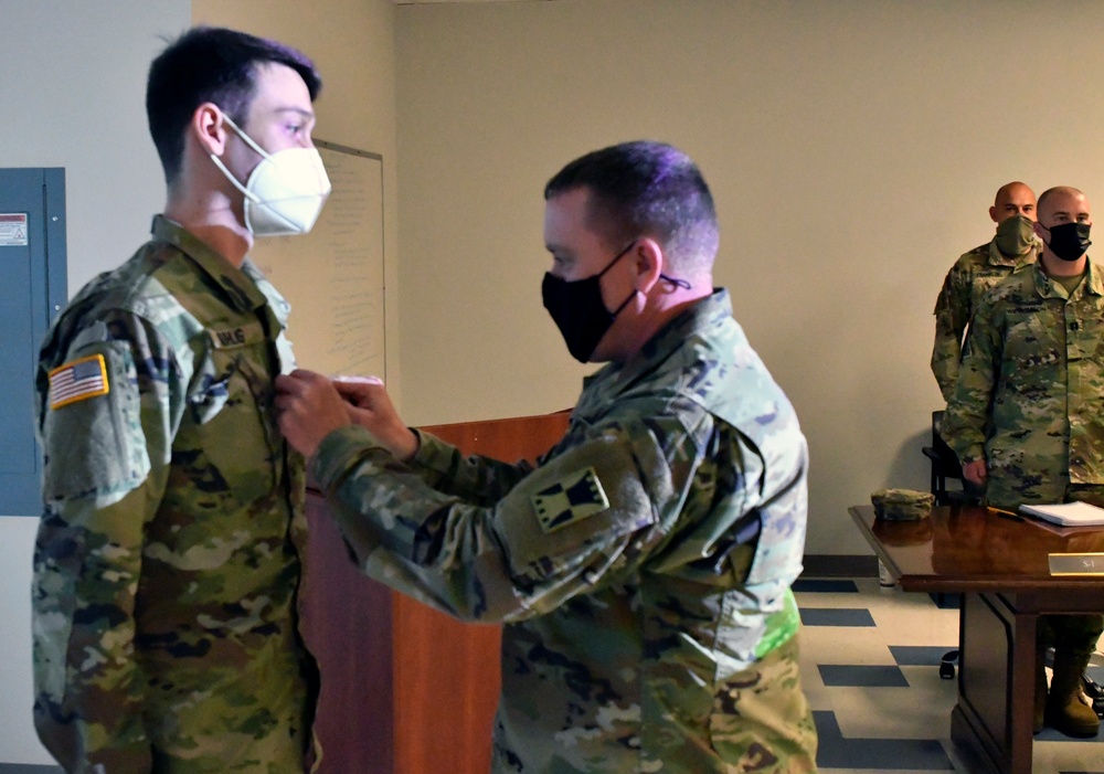 Plainfield, Illinois native and 647th Regional Support Group (Forward) Soldier promoted to Sergeant