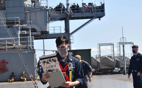 Blue Ridge Sailors Conduct Working Aloft Maintenance