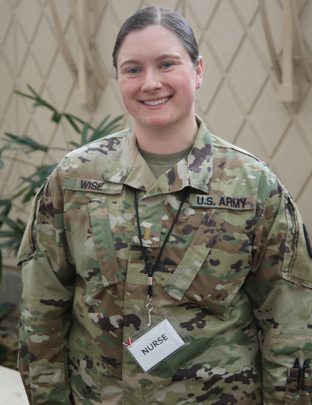 Army 2nd Lt. Jamie Wise is a proud medic helping with vaccinations.