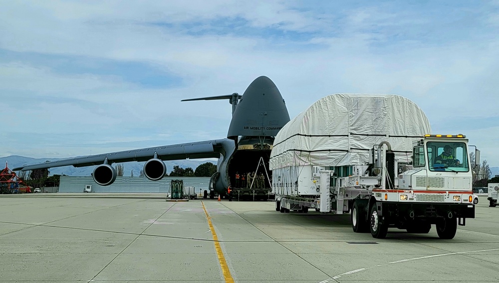 SBIRS GEO-5 loading into C-5M Super Galaxy for transport