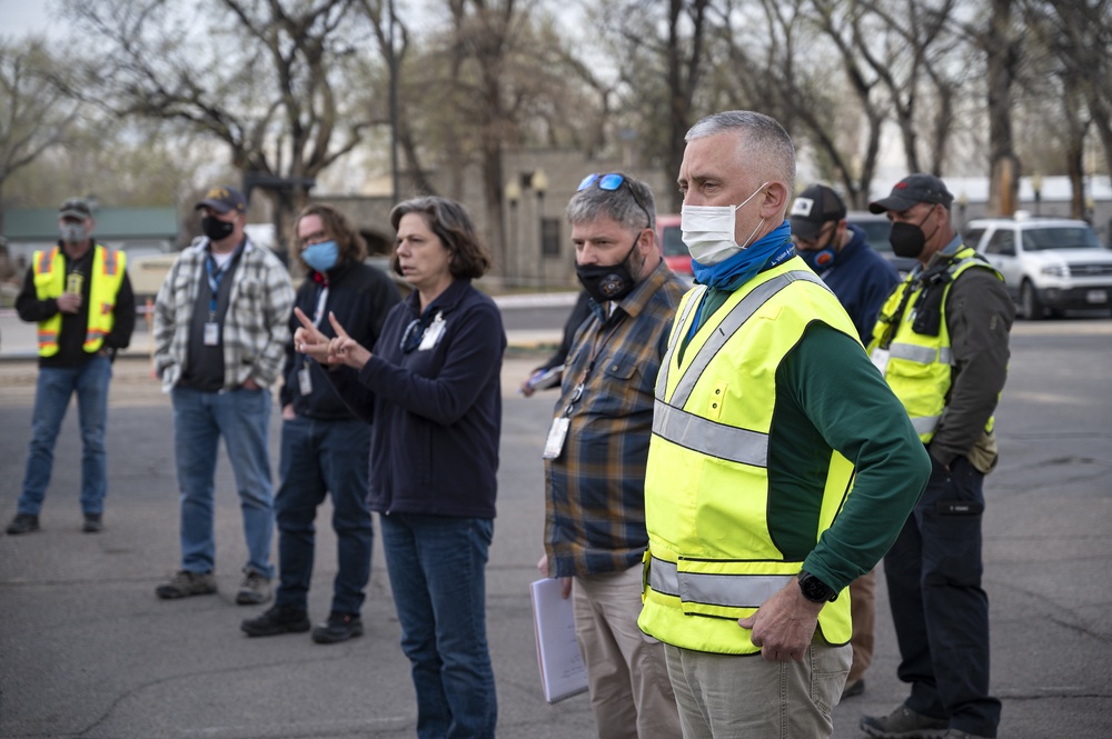 FEMA and DOD Partners Meet for a Hotwash at the Pueblo Community Vaccination Site at the Colorado State Fairgrounds in Pueblo, Colorado