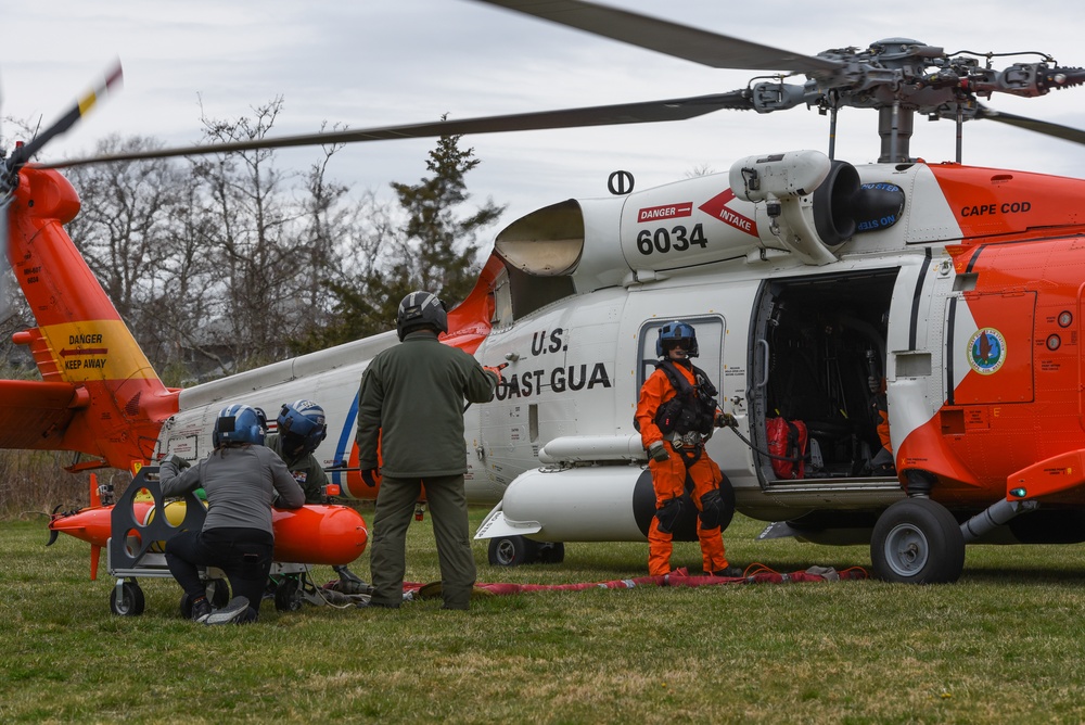 Coast Guard Air Station Cape Cod aircrew deploys Woods Hole Oceanographic Institution submersible