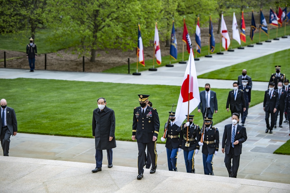 Prime Minister of Japan Yoshihide Suga Visits Arlington National Cemetery