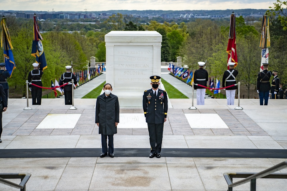 Prime Minister of Japan Yoshihide Suga Visits Arlington National Cemetery