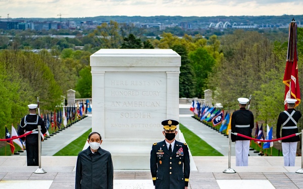 Prime Minister of Japan Yoshihide Suga Visits Arlington National Cemetery