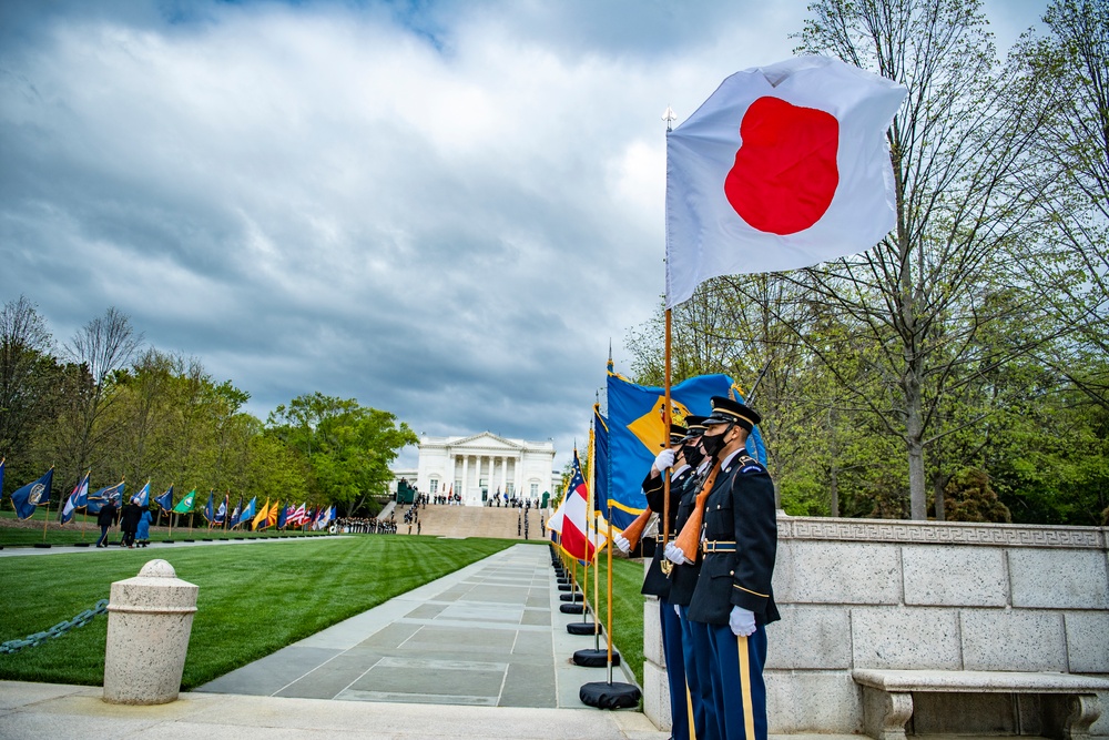 Prime Minister of Japan Yoshihide Suga Visits Arlington National Cemetery