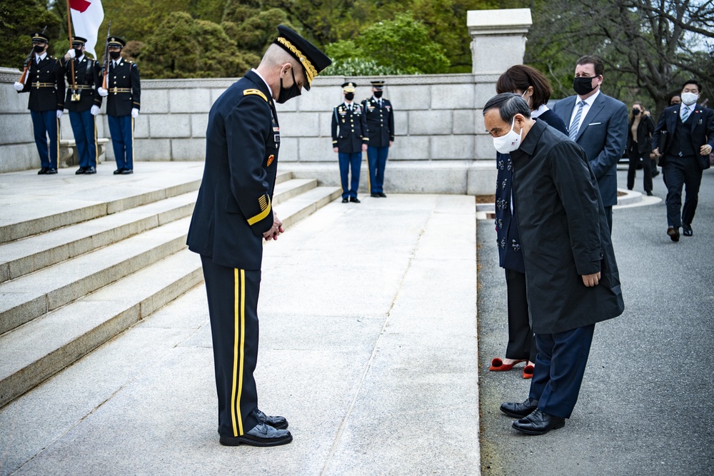 Prime Minister of Japan Yoshihide Suga Visits Arlington National Cemetery