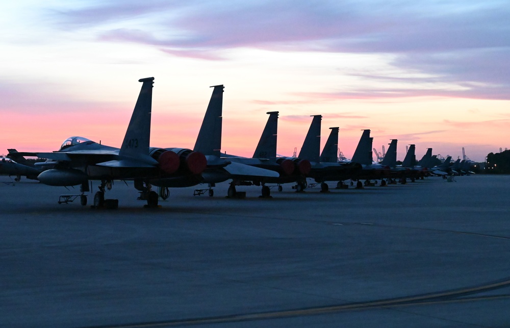 Sun rising over fighter jets during Sentry Savannah