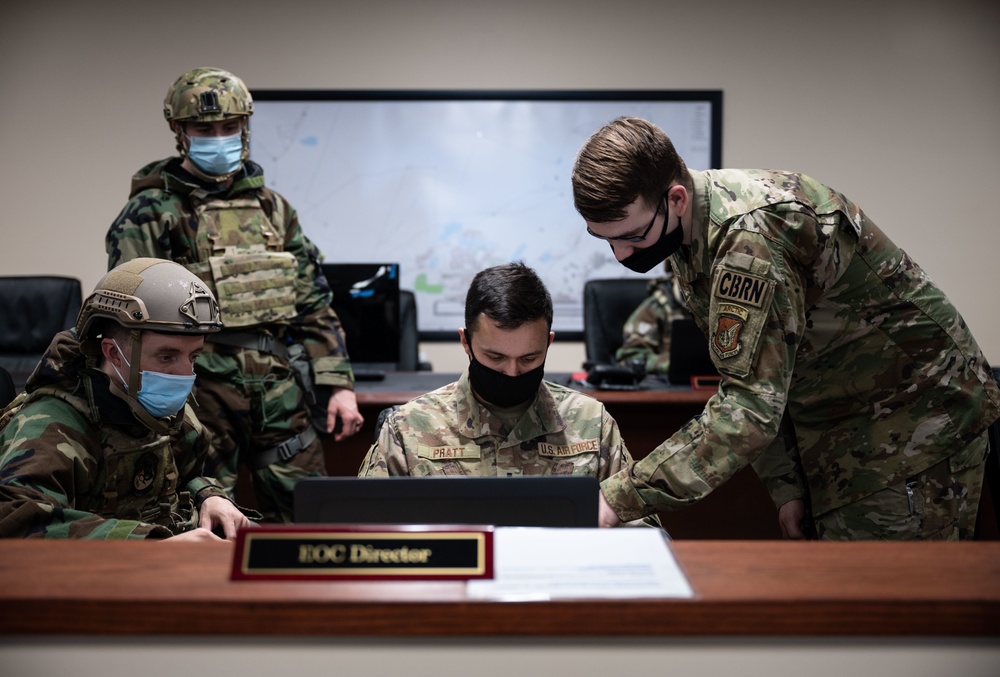 354th CES Emergency management specialists train for biological attack
