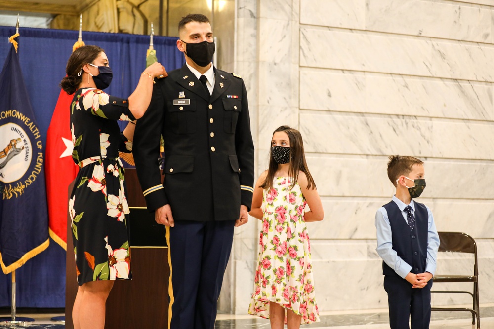 The Kentucky National Guard promotes its newest officer at the State Capitol