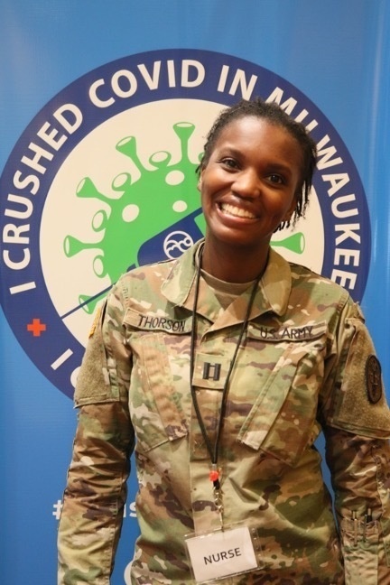 Capt. Miliana Thorson speaks on her time at Wisconsin Center.
