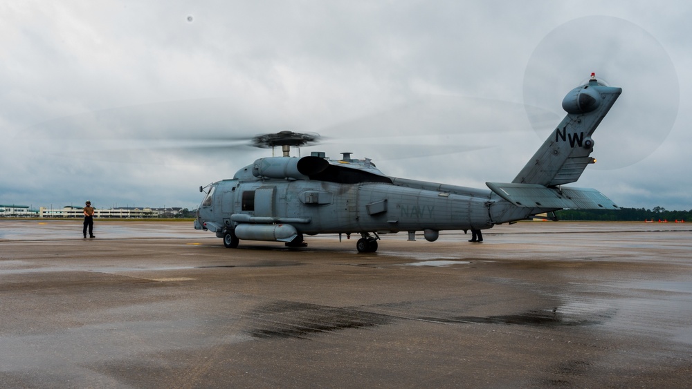 U.S. Navy MH-60 Seahawk awaits takeoff