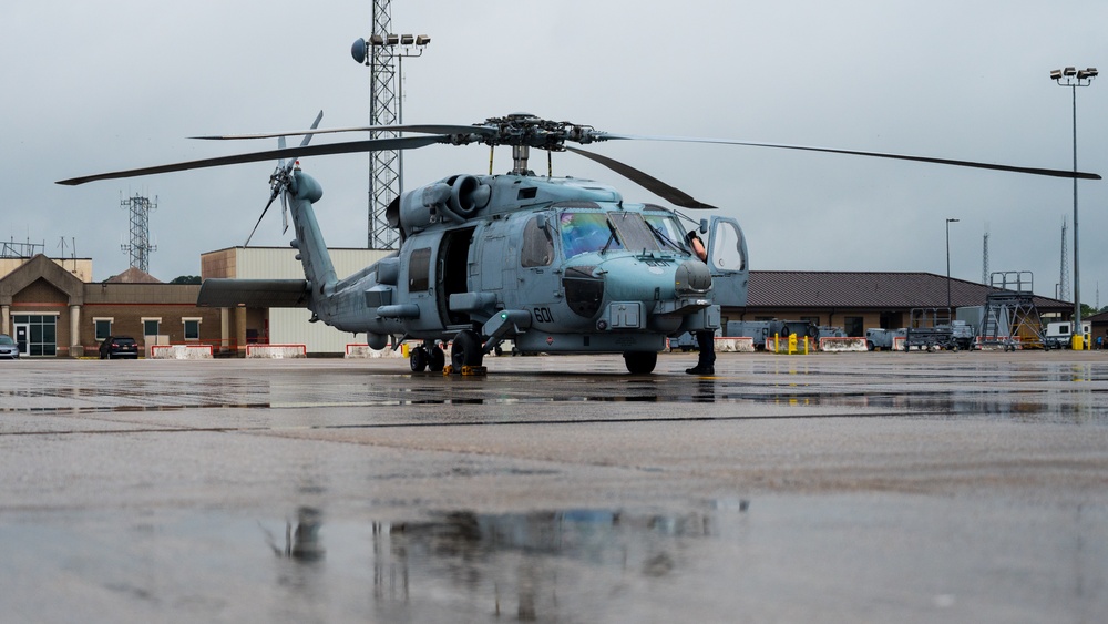 U.S. Navy MH-60 Seahawk awaits takeoff