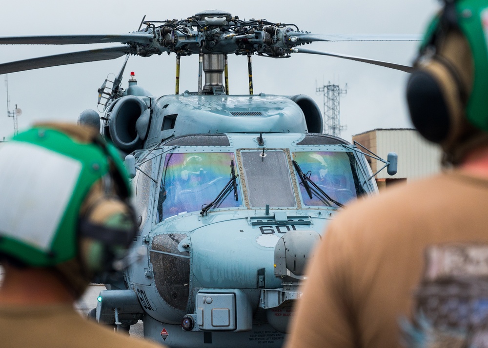 U.S. Navy MH-60 Seahawk awaits takeoff