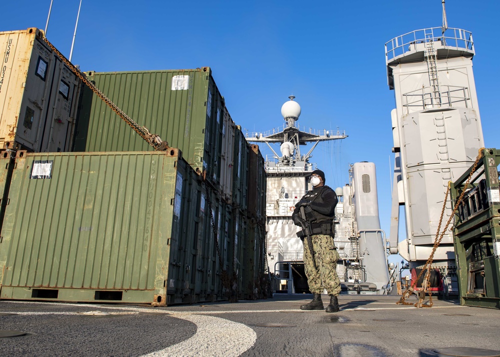 The Crew Aboard the Harpers Ferry-class Dock Landing Ship USS Carter Hall (LSD 50) Participates in a Field Day