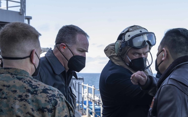 UK Minister of Armed Forces and Chargé d’Affairs welcomed on USS Iwo Jima
