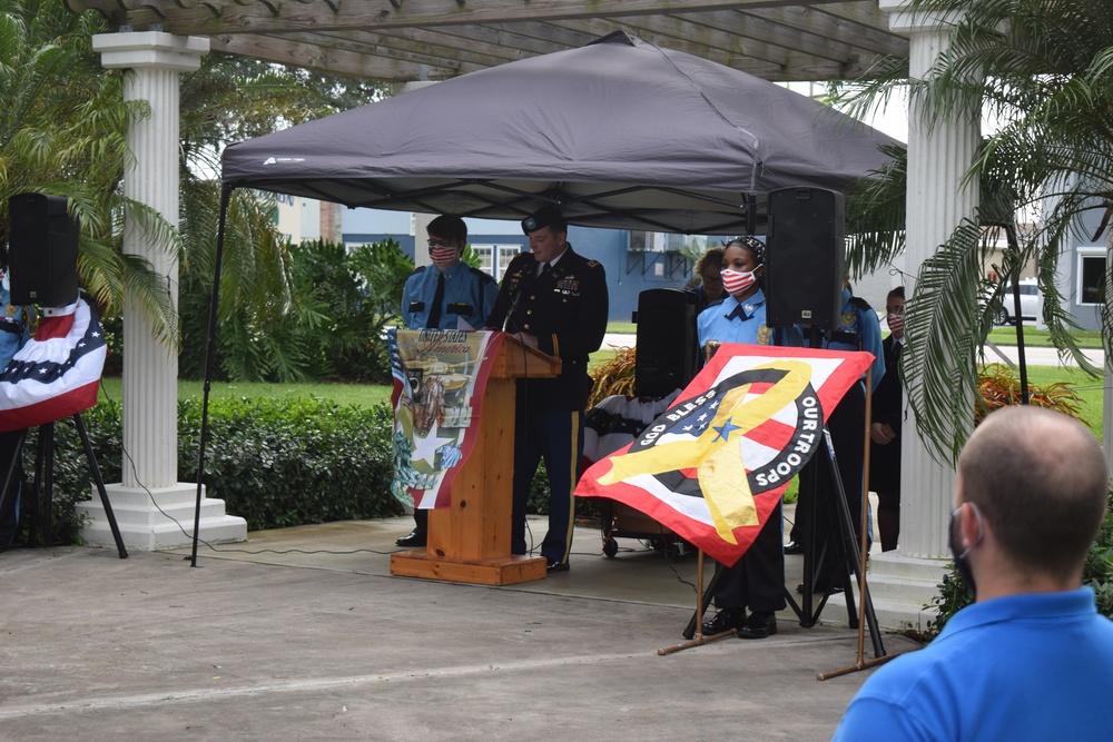 USACE Lt. Col. Todd Polk provides celebratory remarks at Veterans Day Ceremony