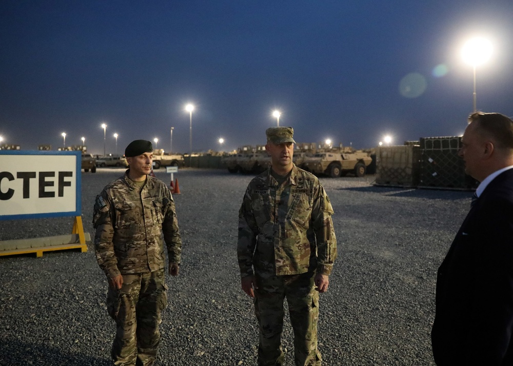 Polish ambassador tours 1st TSC's CTEF yard at Camp Arifjan, Kuwait