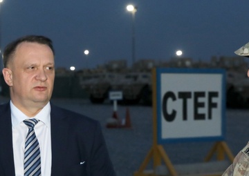 Polish ambassador to Kuwait tours 1st TSC's Camp Arifjan CTEF yard