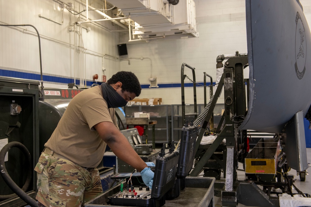 4th CMS fuels Airmen maintain F-15E external and conformal fuel tanks