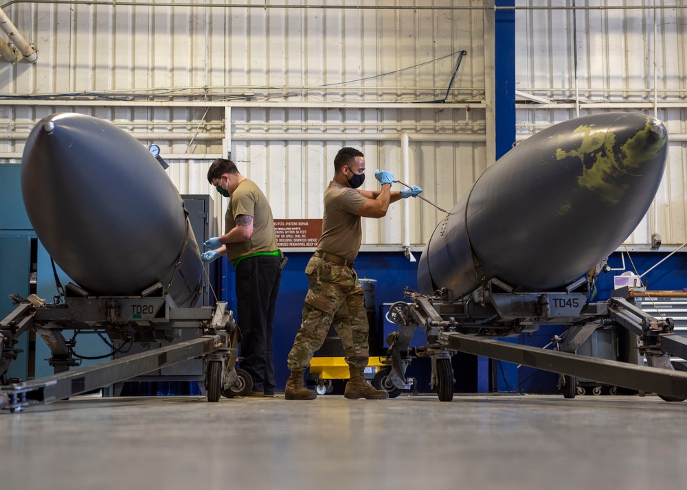 4th CMS fuels Airmen maintain F-15E external and conformal fuel tanks