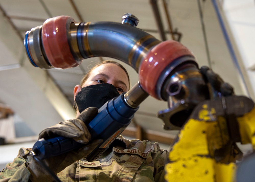 4th CMS fuels Airmen maintain F-15E external and conformal fuel tanks