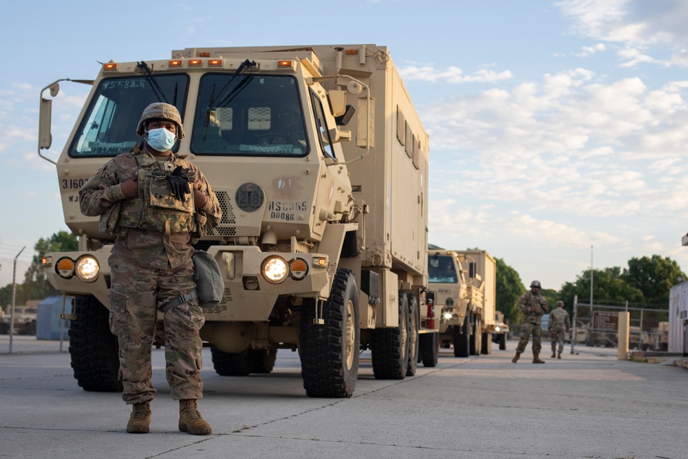 Marne Air Soldiers conduct convoy operations during Warhorse II exercise.