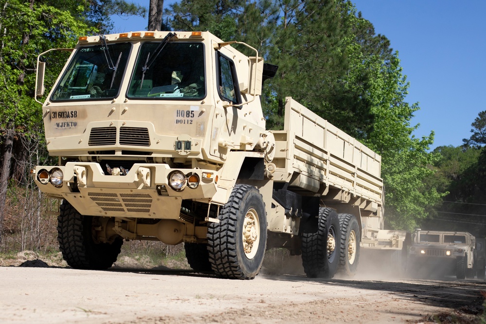 Marne Air Soldiers conduct convoy operations during Warhorse II exercise.