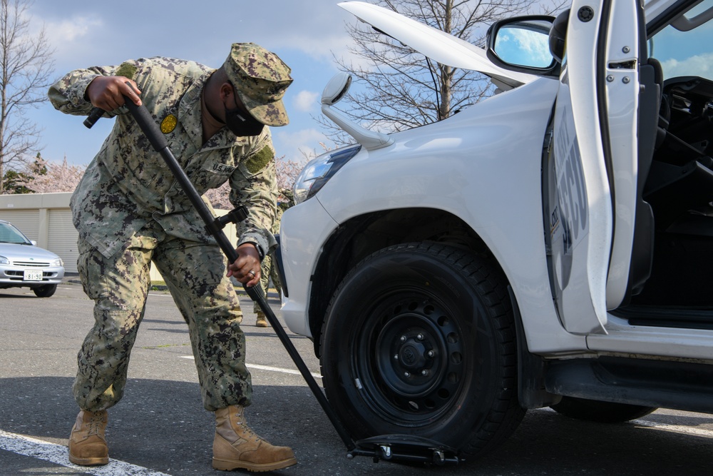 U.S. Navy Security Forces Conduct Vehicle Inspection Training