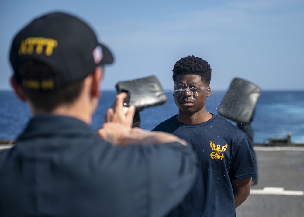 USS Carter Hall Conducts OC Spray Qualification