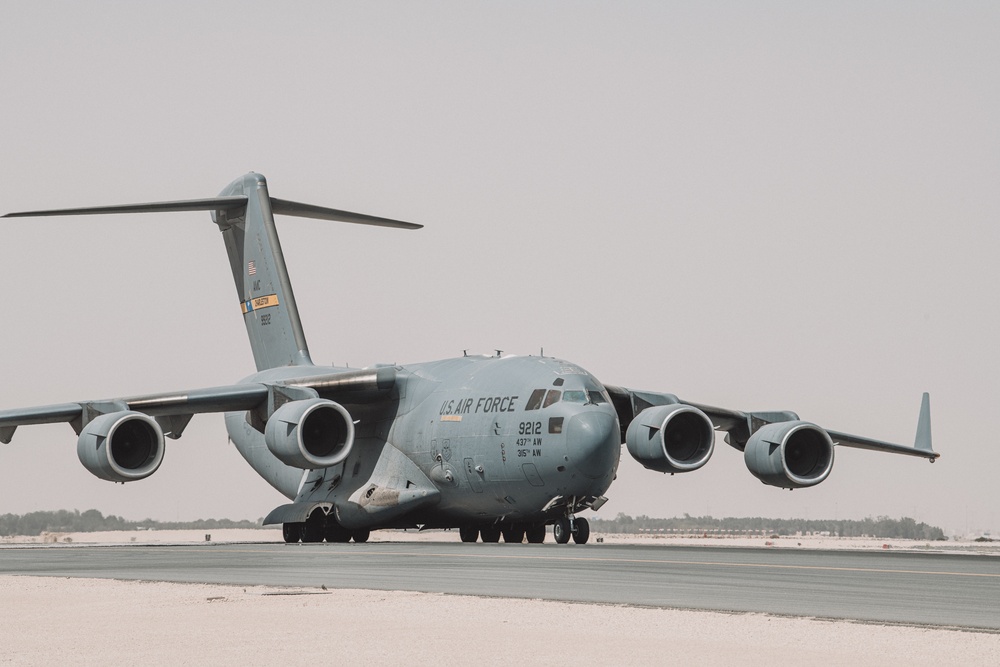 C-17 aircrew qualify on the Aerial Bulk Fuel Delivery System at AUAB