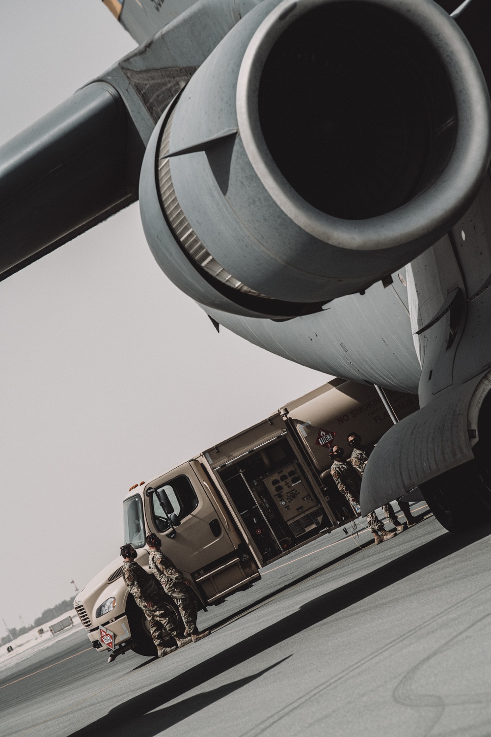 C-17 aircrew qualify on the Aerial Bulk Fuel Delivery System at AUAB