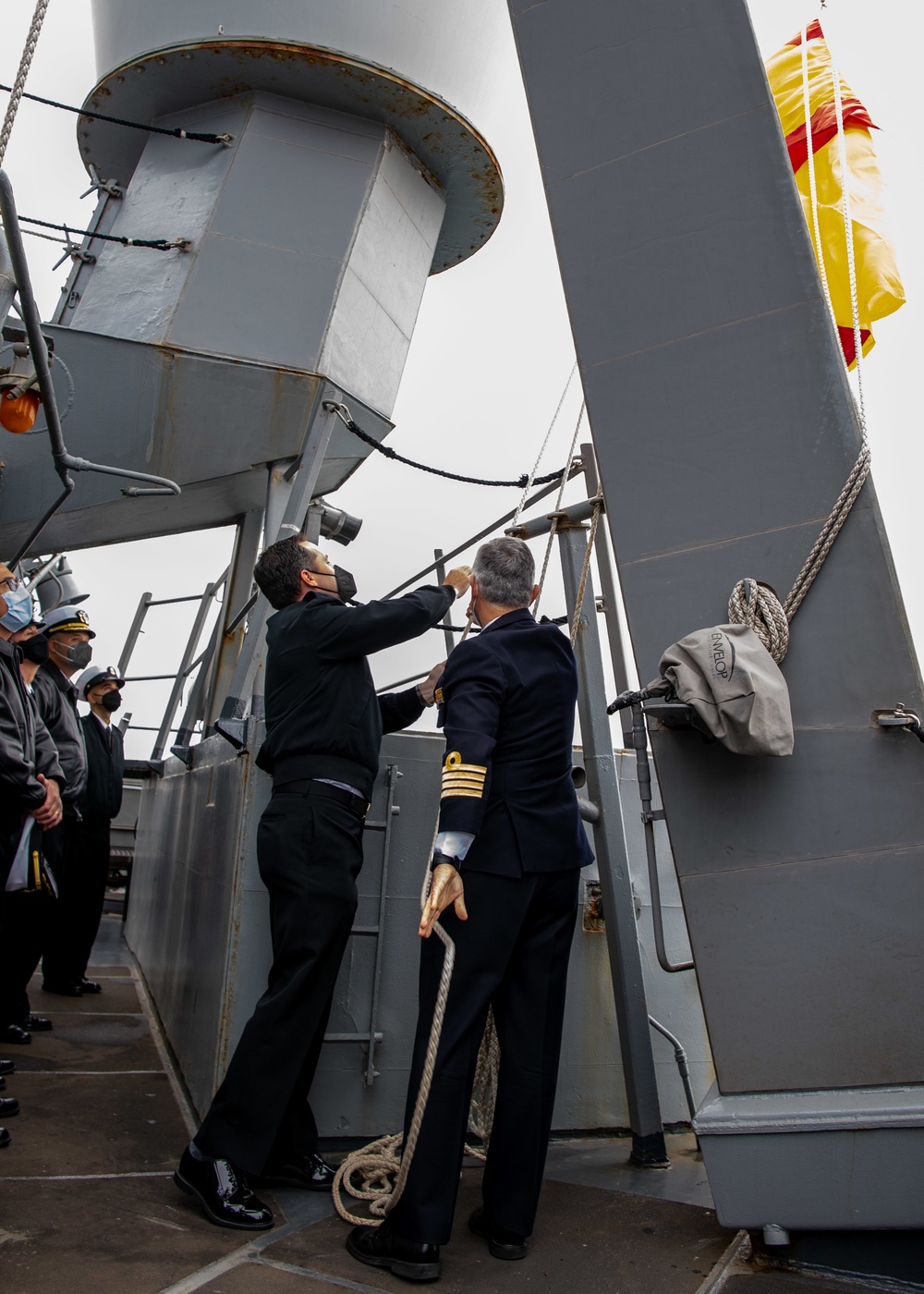 USS Arleigh Burke (DDG 51) Raises Spanish Flag to Commemorate Homeport Shift to Spain