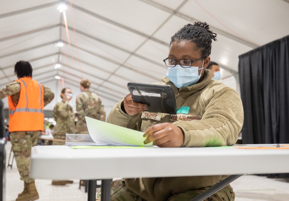 U.S. service members continue to support FEMA in the fight against COVID-19 at the Greenbelt Metro CVC