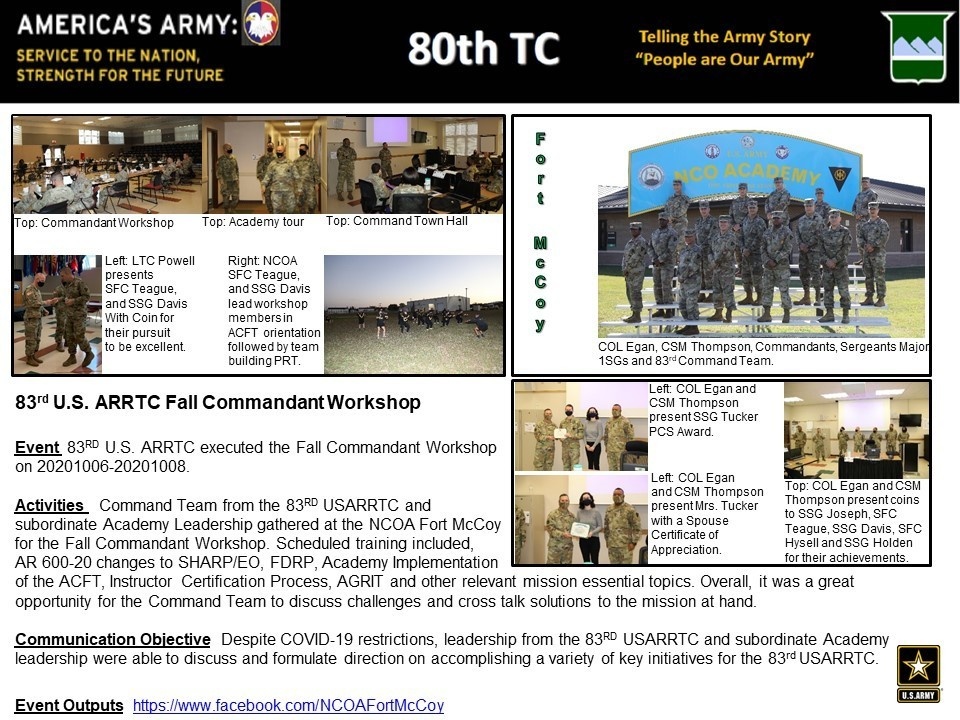 83rd U.S. ARRTC Fall Commandant Workshop