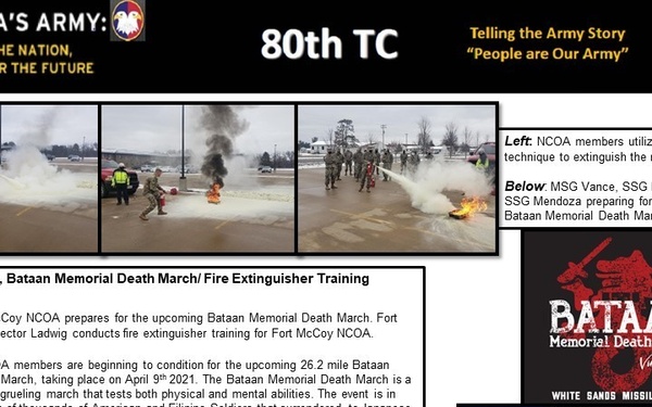 NCOA McCoy, Bataan Memorial Death March/ Fire Extinguisher Training