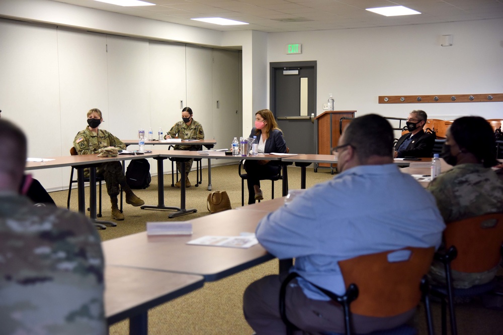 Kelly Hokanson meets with Michigan National Guard Family Programs office