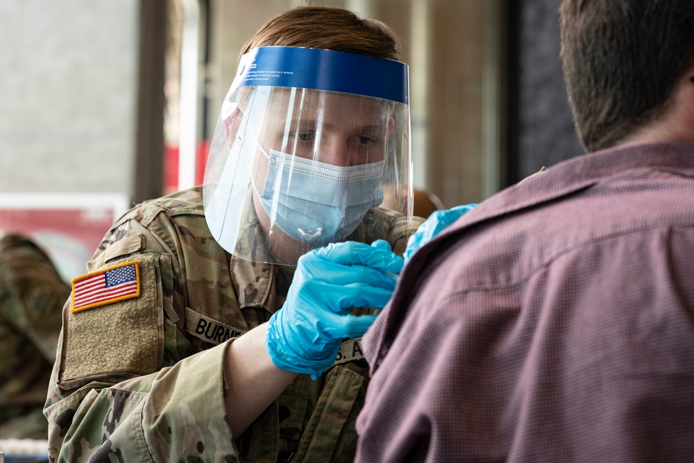 Atlanta Community Vaccination Center Soldiers Administering Vaccines