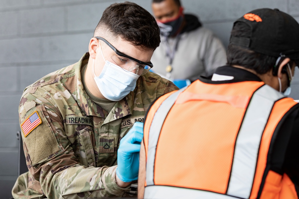 Atlanta Community Vaccination Center Soldiers Administering Vaccines