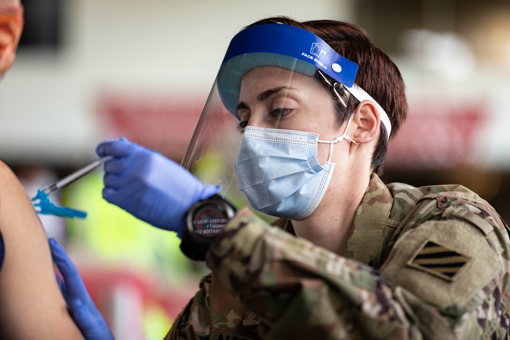 Atlanta Community Vaccination Center Soldiers Administering Vaccines