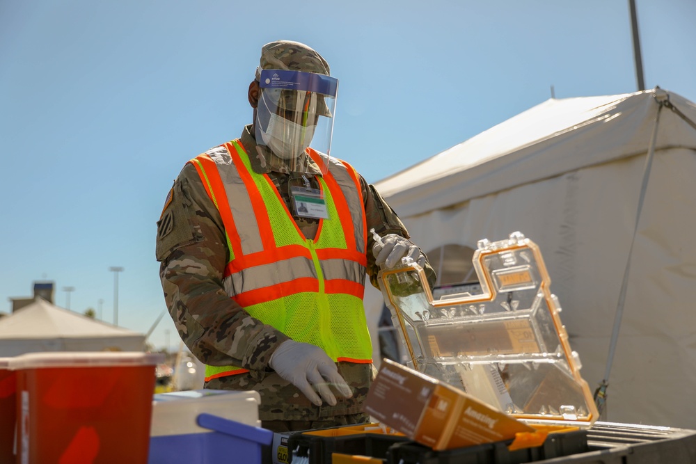 U.S. Army Combat Medics Operate COVID-19 Vaccine Lanes