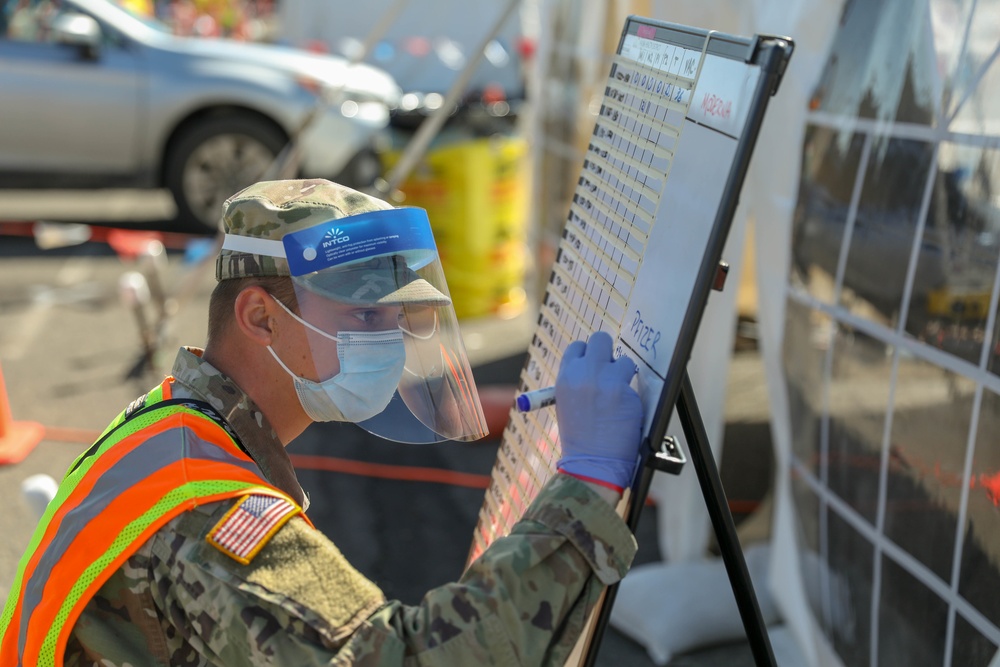 U.S. Army Combat Medics Operate COVID-19 Vaccine Lanes