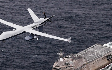 Unmanned Aerial Vehicle Sea Guardian Operates with Naval Assets